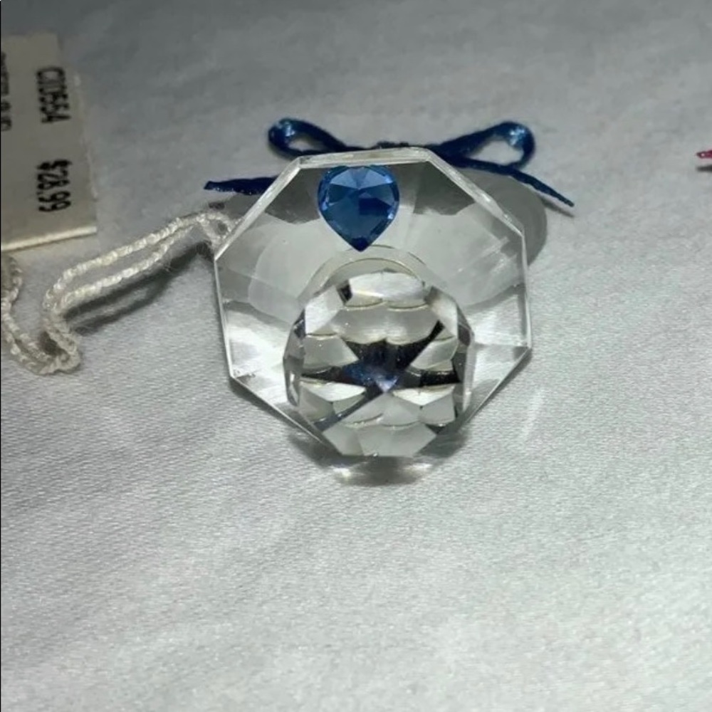 Vintage Blue Heart Accent Crystal Baby Pacifier - Picture 4 of 9